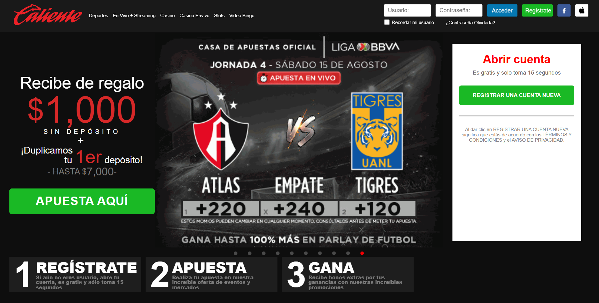 caliente main screenshot